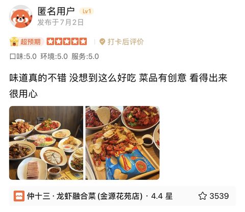 大众点评食客评价
